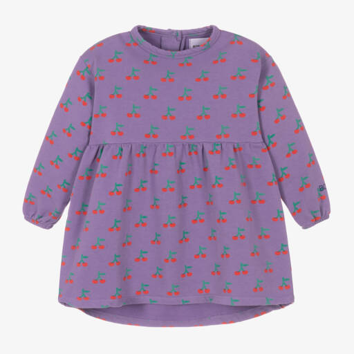 Bobo Choses-Girls Lavender Cherry Cotton Dress | Childrensalon Outlet