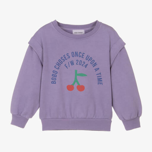 Bobo Choses-Girls Lilac Cherry Print Jumper | Childrensalon Outlet