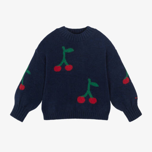 Bobo Choses-Girls Navy Wool Cherry Jumper | Childrensalon Outlet