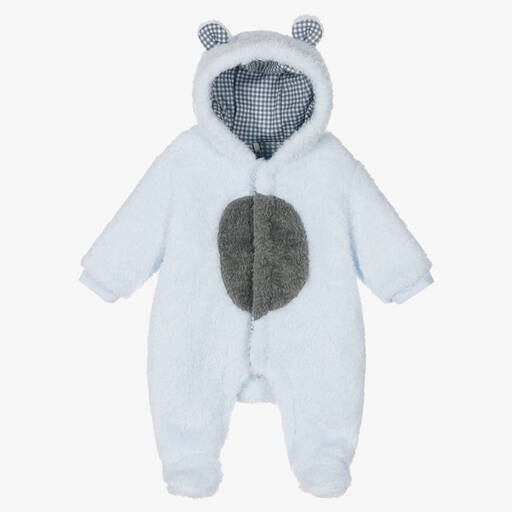 Boboli-Baby Boys Blue Fleece Pramsuit | Childrensalon Outlet