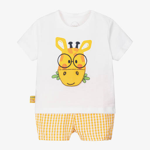 Boboli-Baby Boys Yellow Giraffe Shorts Set | Childrensalon Outlet