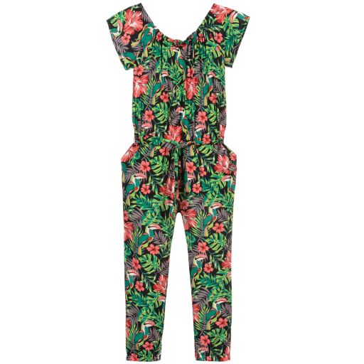 Boboli-Black & Green Viscose Jumpsuit | Childrensalon Outlet
