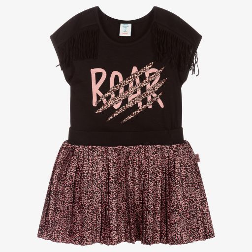Boboli-Black & Pink Leopard Skirt Set | Childrensalon Outlet