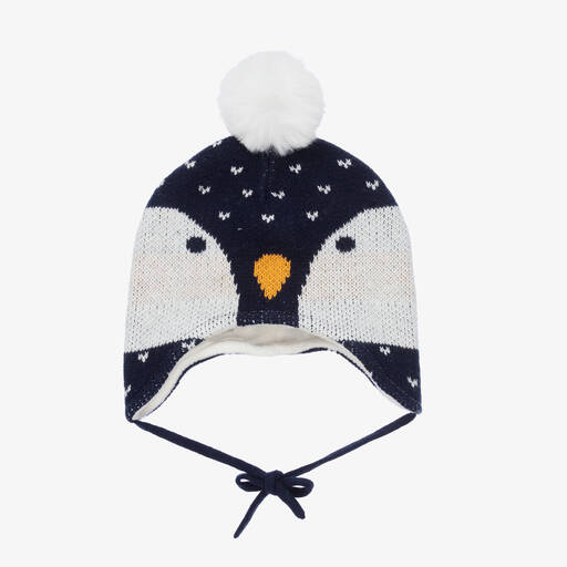 Boboli-Blue Knitted Penguin Hat  | Childrensalon Outlet