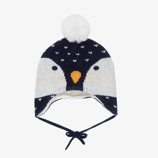 Boboli-Blaue Strickmütze mit Pinguinen  | Childrensalon Outlet