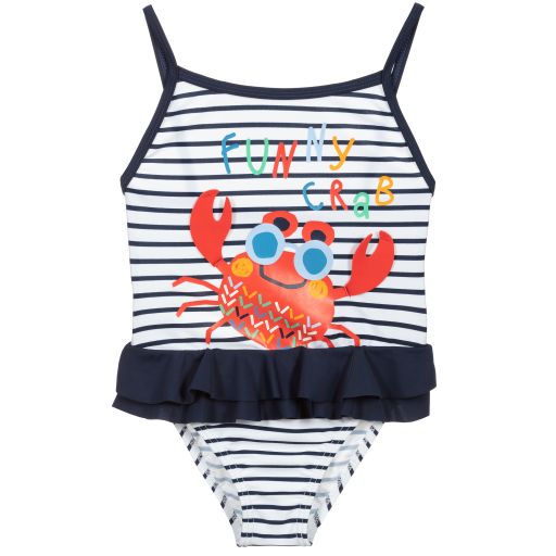 Boboli-Blue & White Striped Swimsuit | Childrensalon Outlet