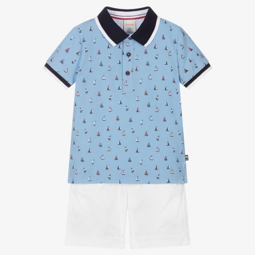 Boboli-Boys Blue Boats Shorts Set  | Childrensalon Outlet