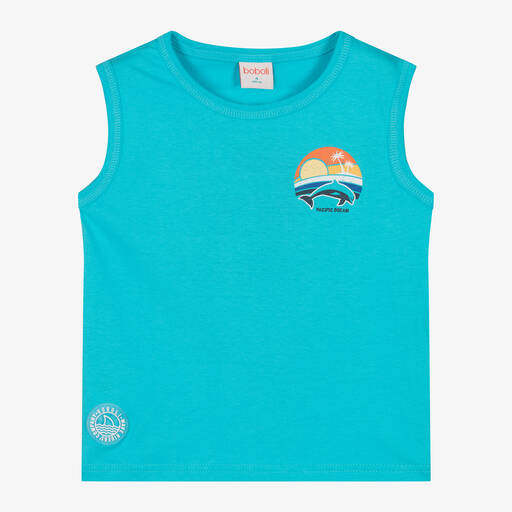Boboli-Boys Blue Cotton Aloha Tank Top | Childrensalon Outlet