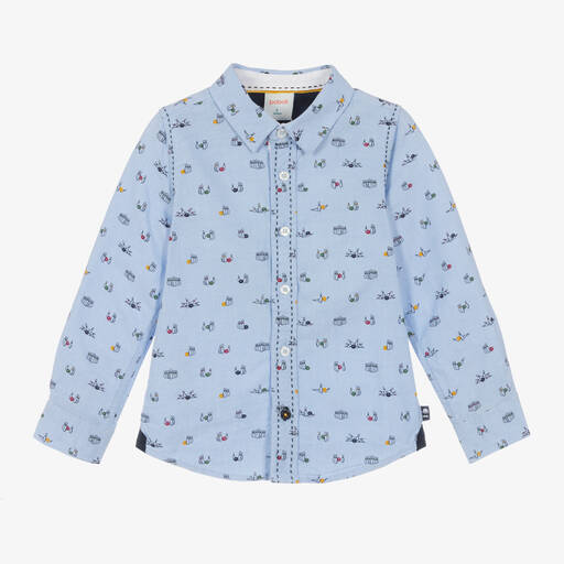 Boboli-قميص سليم فيت قطن لون أزرق للأولاد | Childrensalon Outlet