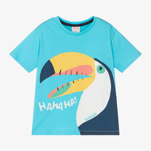 Boboli-Boys Blue Graphic Cotton T-Shirt | Childrensalon Outlet