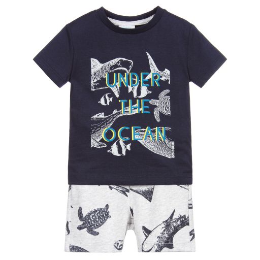 Boboli-Shorts-Set in Blau und Grau (J) | Childrensalon Outlet