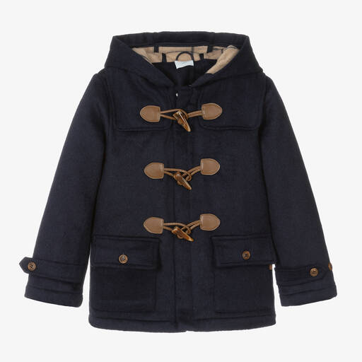 Boboli-Boys Blue Hooded Duffel Coat | Childrensalon Outlet
