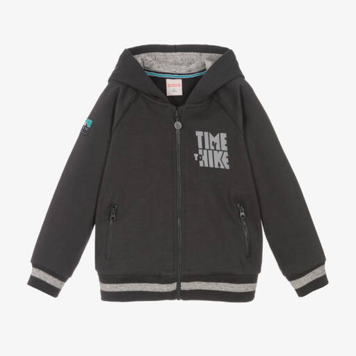 Boboli-Boys Charcoal Cotton Zip Hoodie | Childrensalon Outlet
