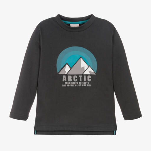 Boboli-Boys Charcoal Graphic Long Sleeve Tee | Childrensalon Outlet