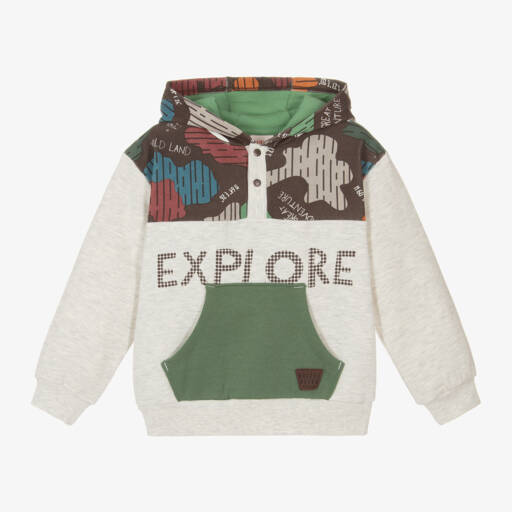 Boboli-Boys Cotton Adventure Hoodie | Childrensalon Outlet
