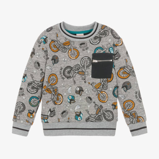 Boboli-Boys Cotton Motorbike Print Jumper | Childrensalon Outlet