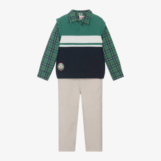 Boboli-Boys Green & Beige Outfit Trio | Childrensalon Outlet