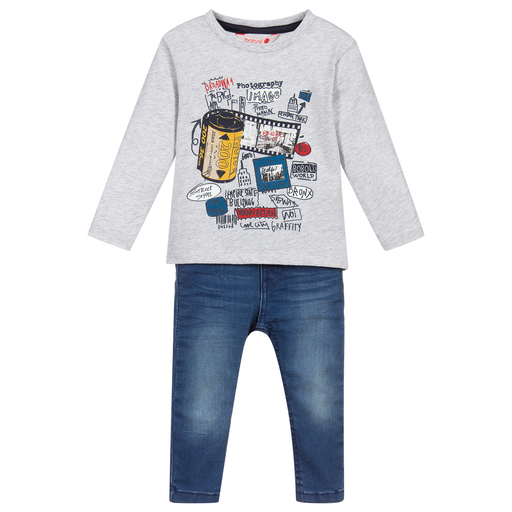 Boboli-Брючный комплект серого и синего цвета для мальчиков | Childrensalon Outlet