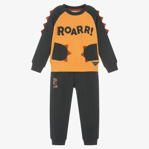 Boboli-Серо-оранжевый спортивный костюм из хлопка | Childrensalon Outlet