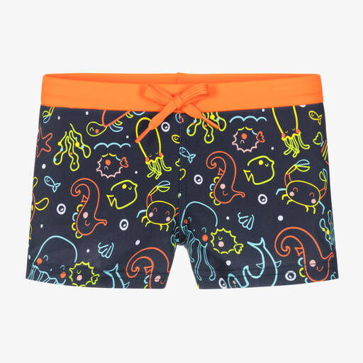 Boboli-Boys Navy Blue Sea Life Swim Shorts | Childrensalon Outlet