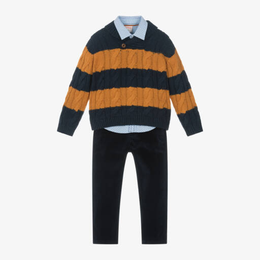 Boboli-Boys Navy Cable Knit Outfit | Childrensalon Outlet
