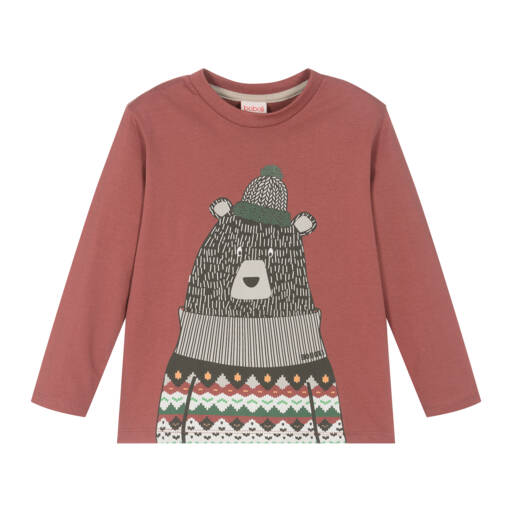 Boboli-توب بطبعة دب قطن جيرسي لون أحمر للأولاد | Childrensalon Outlet
