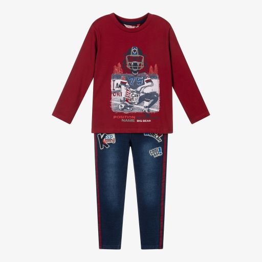 Boboli-Ensemble jean rouge et bleu Garçon | Childrensalon Outlet