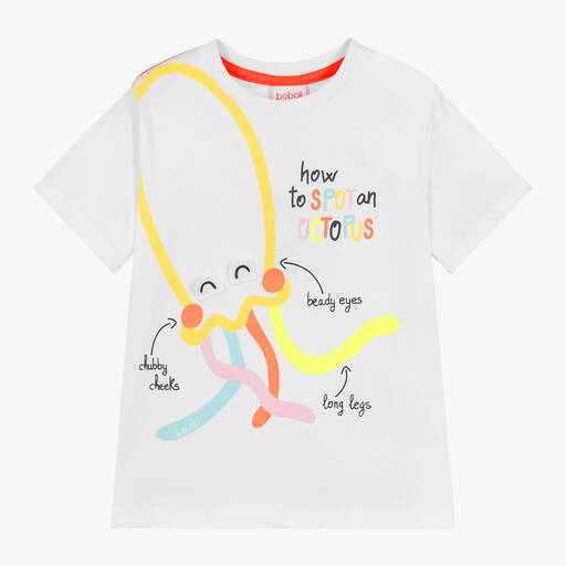 Boboli-Boys White Octopus Cotton T-Shirt | Childrensalon Outlet