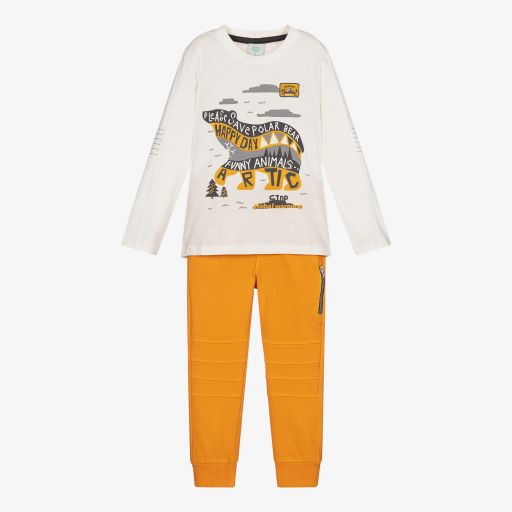 Boboli-طقم بنطلون قطن لون أصفر للأولاد | Childrensalon Outlet
