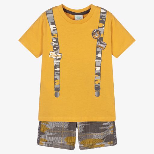 Boboli-Boys Yellow & Grey Shorts Set  | Childrensalon Outlet