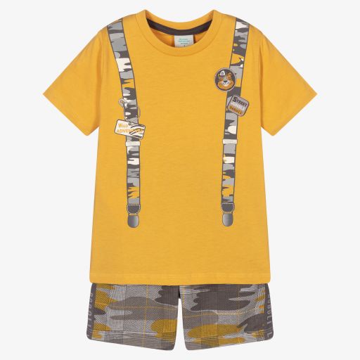 Boboli-Boys Yellow & Grey Shorts Set  | Childrensalon Outlet