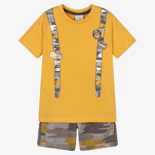 Boboli-Ens. short jaune/gris Garçon  | Childrensalon Outlet