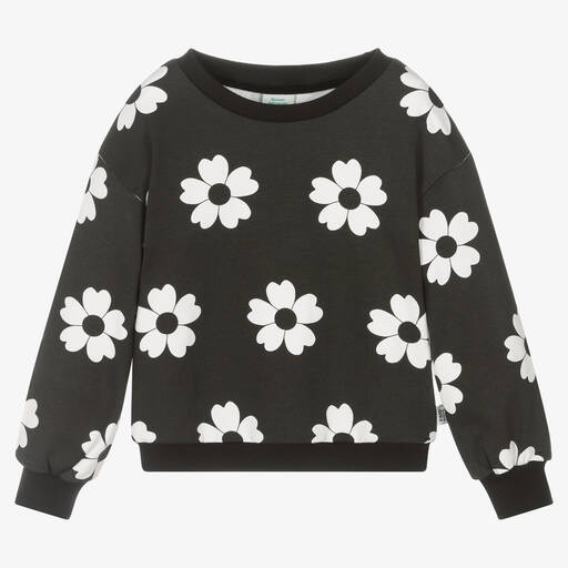 Boboli-Черный хлопковый свитшот с цветами | Childrensalon Outlet