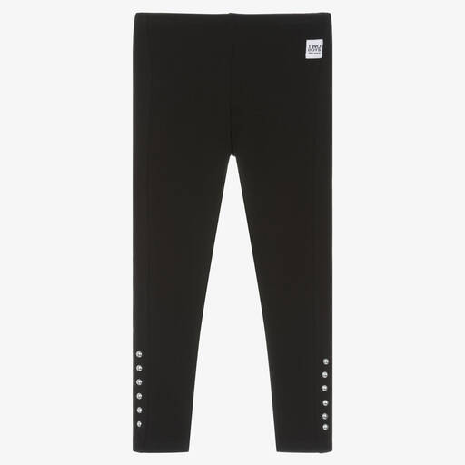 Boboli-Girls Black Cotton Stud Leggings | Childrensalon Outlet