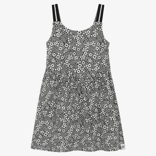 Boboli-Girls Black Floral Cotton Dress | Childrensalon Outlet