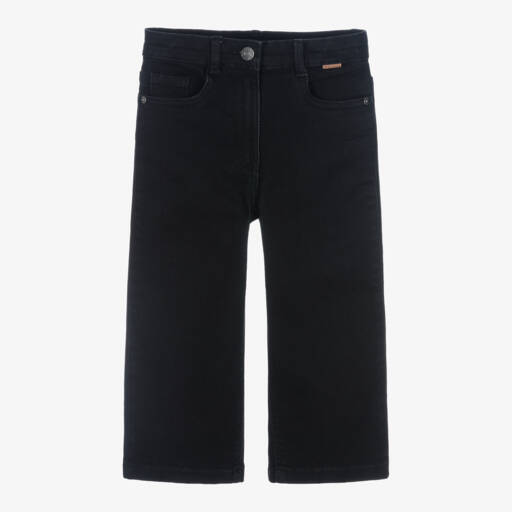 Boboli-Girls Black Wide-Leg Denim Trousers | Childrensalon Outlet
