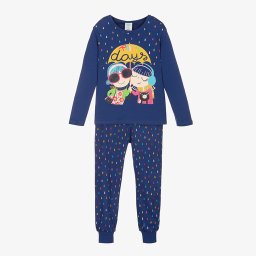 Boboli-Girls Blue Cotton Long Pyjamas | Childrensalon Outlet