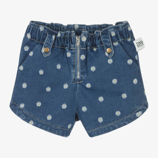 Boboli-Girls Blue Denim Daisy Shorts | Childrensalon Outlet