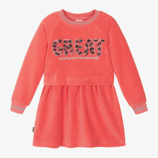 Boboli-Girls Coral Corduroy Message Dress | Childrensalon Outlet