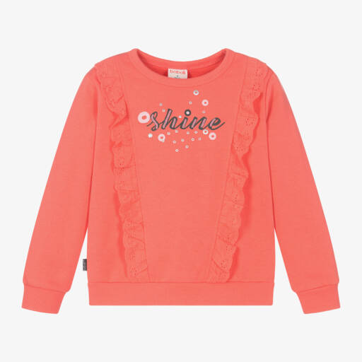 Boboli-Girls Coral Ruffle Sweatshirt | Childrensalon Outlet