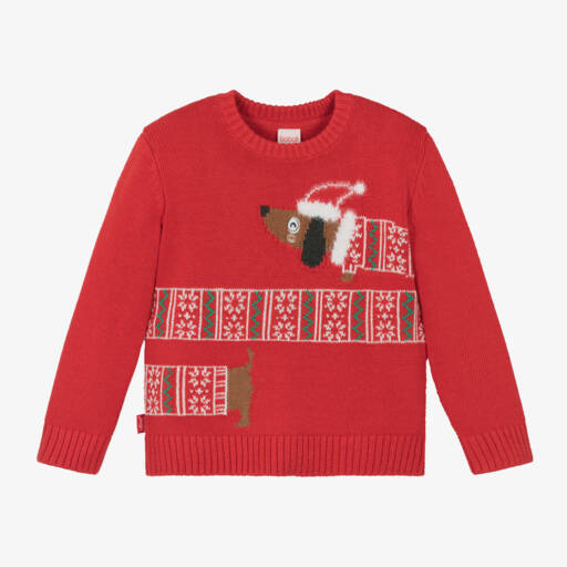 Boboli-Girls Festive Red Dog Jumper | Childrensalon Outlet