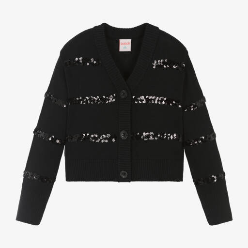 Boboli-Блестящий черный вязаный кардиган для девочек | Childrensalon Outlet