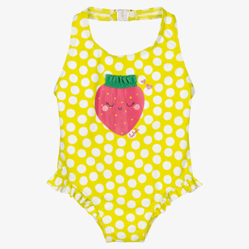 Boboli-Girls Green Polka Dot Ruffle Swimsuit | Childrensalon Outlet