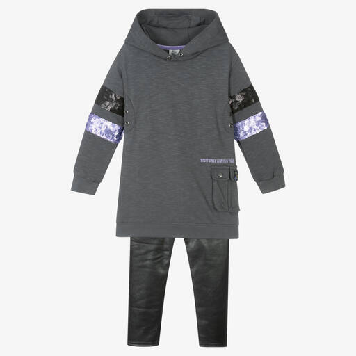 Boboli-Girls Grey & Black Leggings Set | Childrensalon Outlet