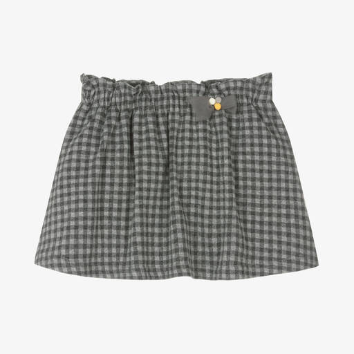 Boboli-Girls Grey Checked Jersey Skirt | Childrensalon Outlet