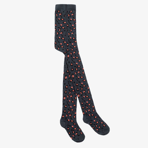 Boboli-Girls Grey & Pink Leopard Print Cotton Tights | Childrensalon Outlet