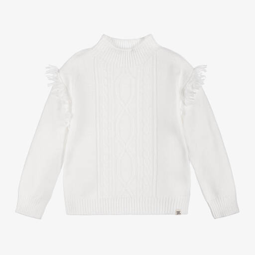 Boboli-Girls Ivory Cable Knit Sweater | Childrensalon Outlet