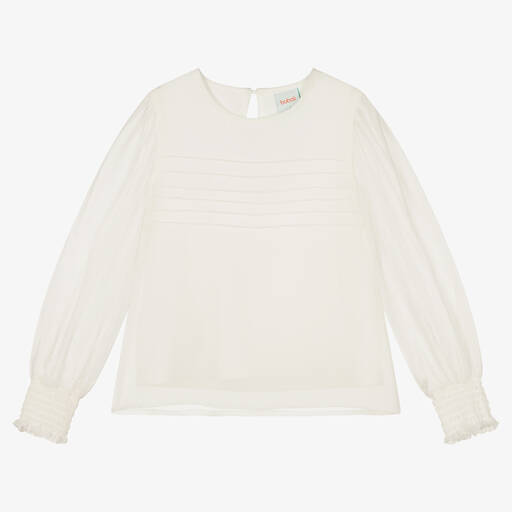 Boboli-Girls Ivory Chiffon Blouse | Childrensalon Outlet