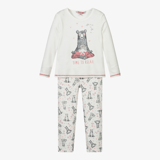 Boboli-Girls Ivory Cotton Pyjamas | Childrensalon Outlet