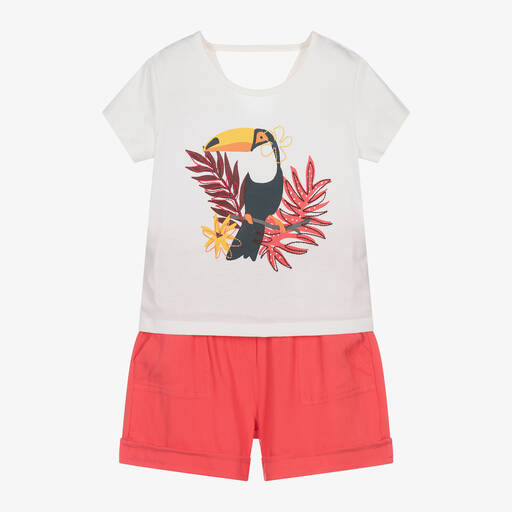 Boboli-Girls Ivory & Red Shorts Set | Childrensalon Outlet